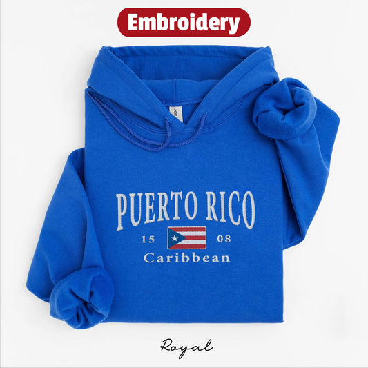 Puerto Rico embroidery hoodie