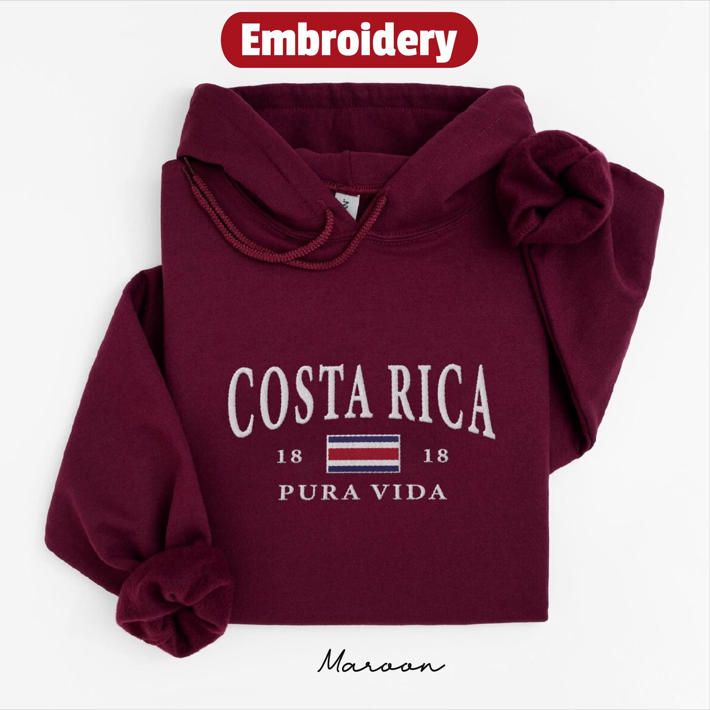 Costa Rica embroidery hoodie