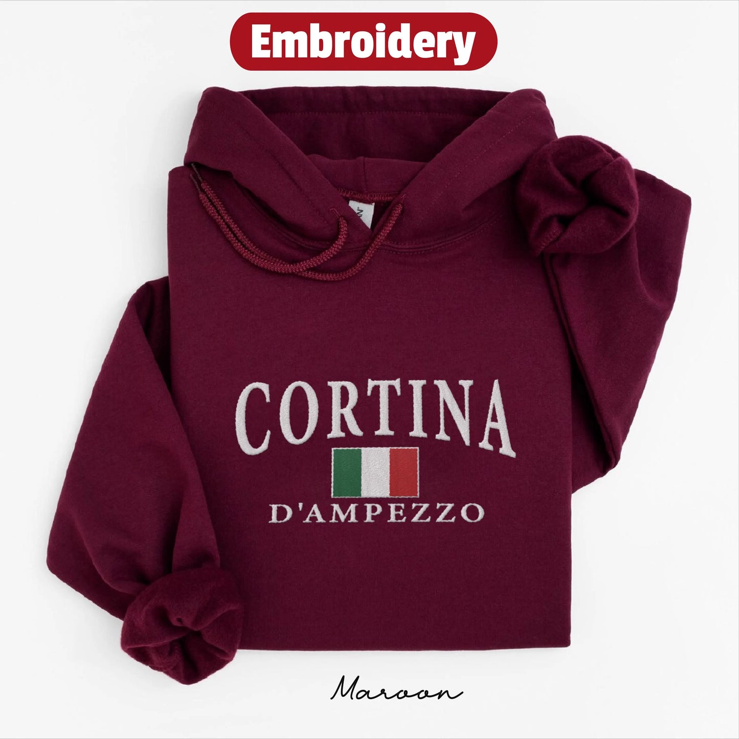 Cortina d Ampezzo embroidery hoodie