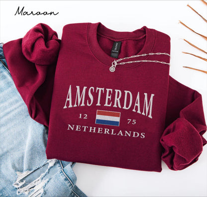 Amsterdam embroidered sweatshirt crewneck