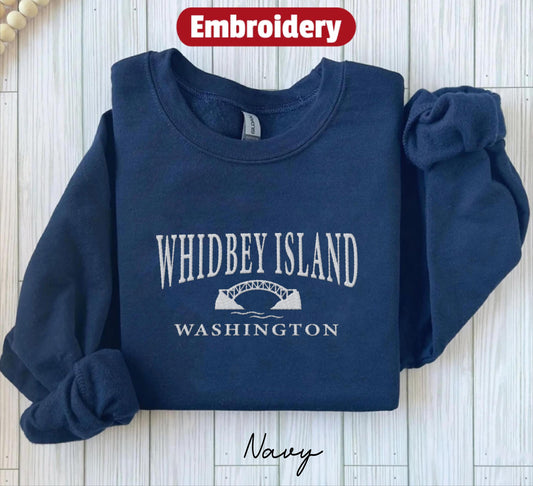 Whidbey Island embroidered sweatshirt crewneck