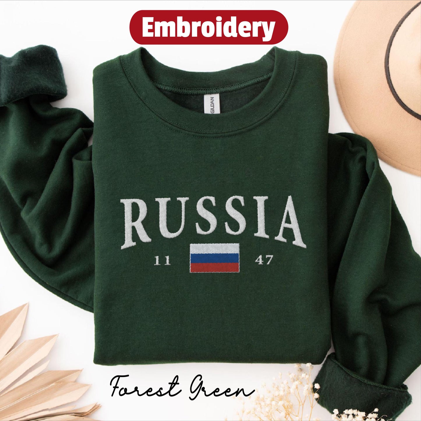 Russia Flag embroidered sweatshirt crewneck