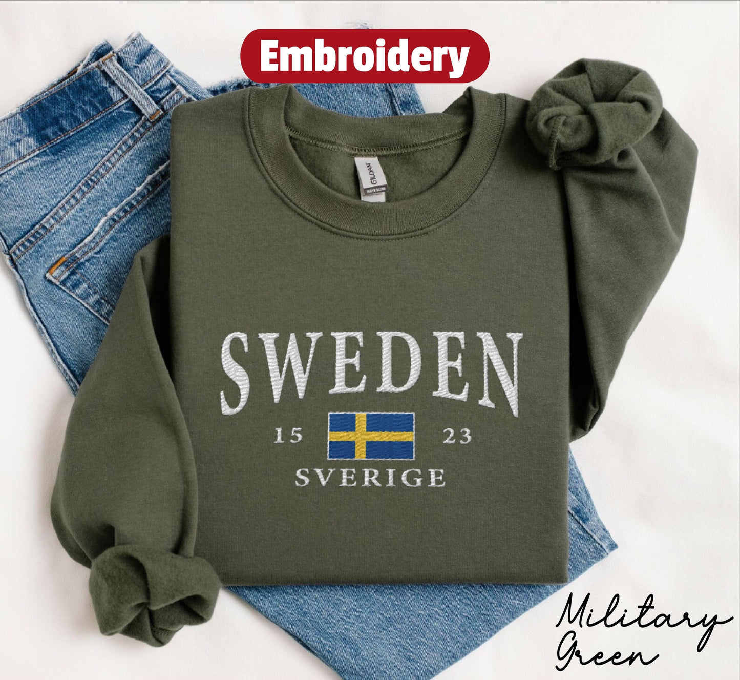Sweden embroidered sweatshirt crewneck