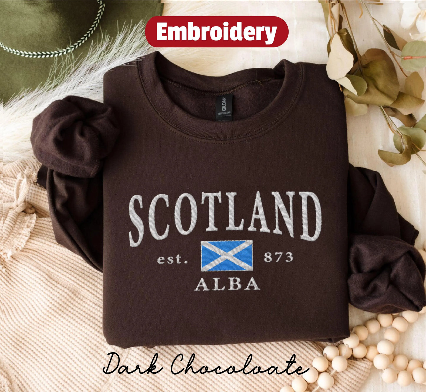 Scotland embroidery sweatshirt crewneck