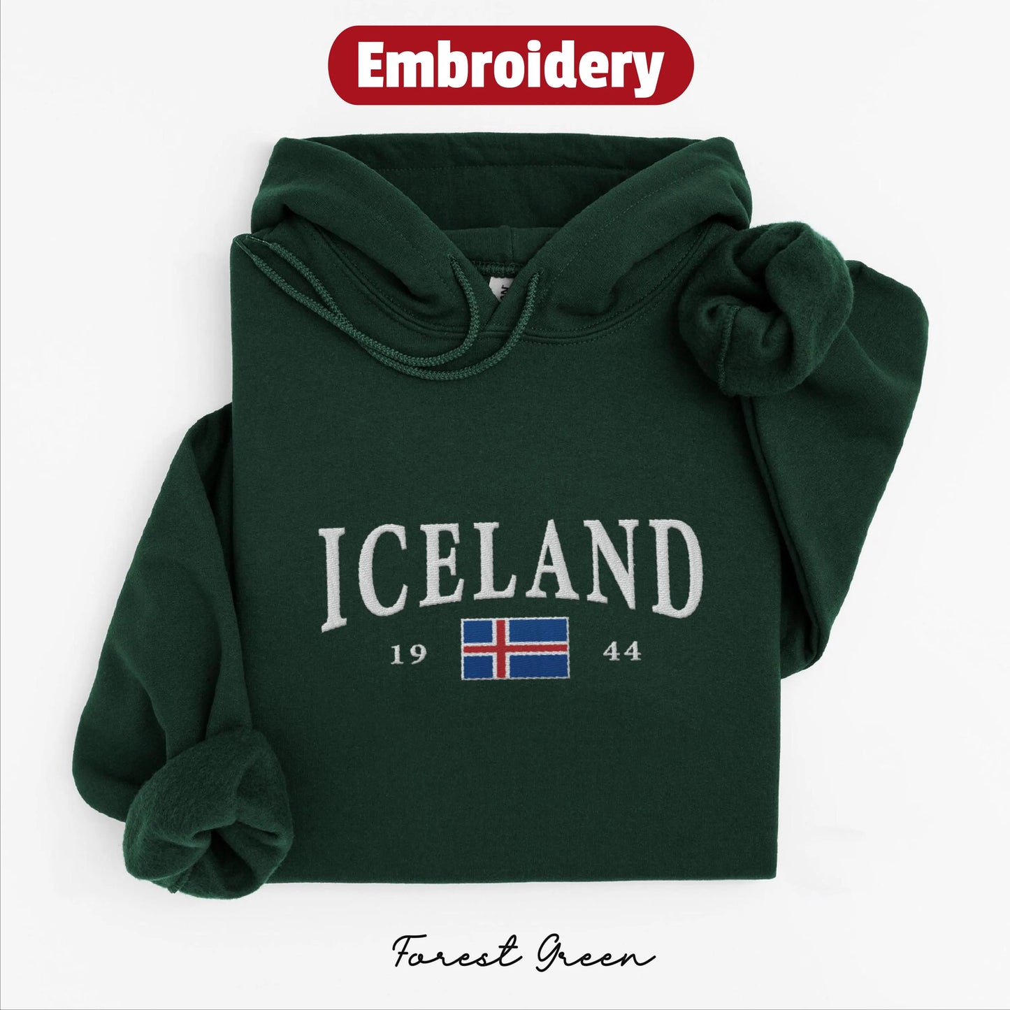 Iceland embroidery hoodie