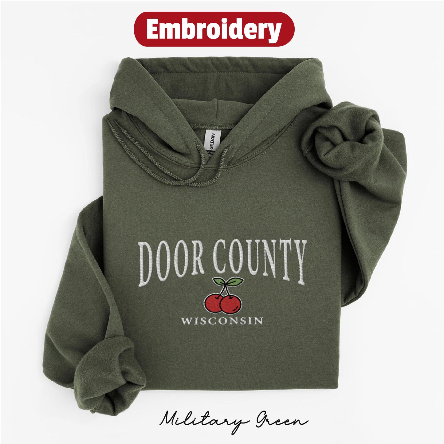 Door County embroidery hoodie