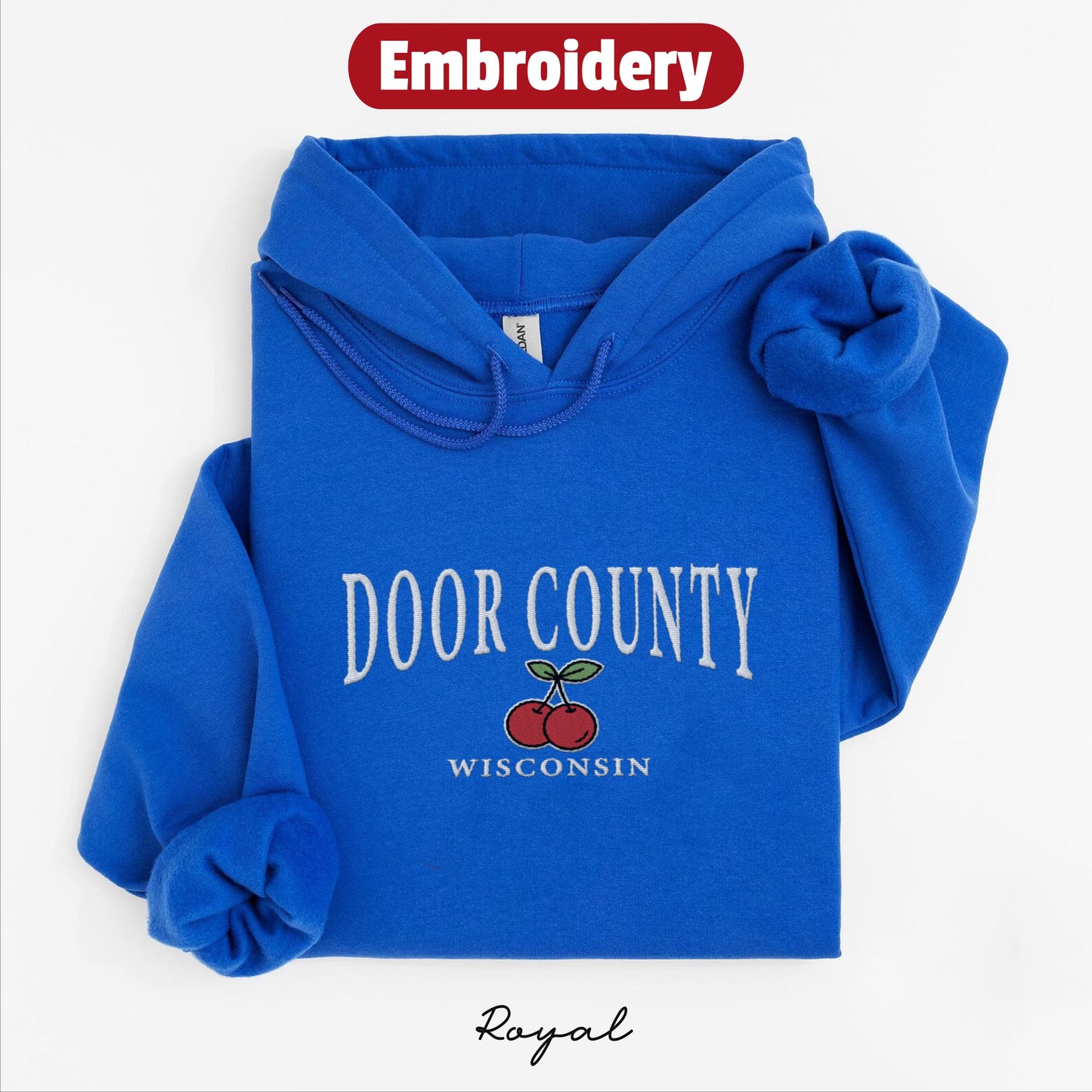 Door County embroidery hoodie