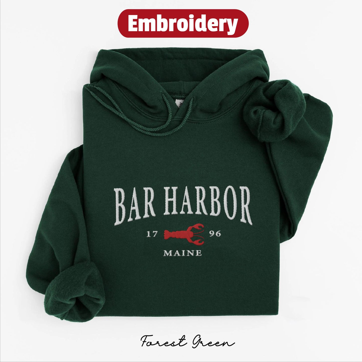 Bar Harbor embroidery hoodie