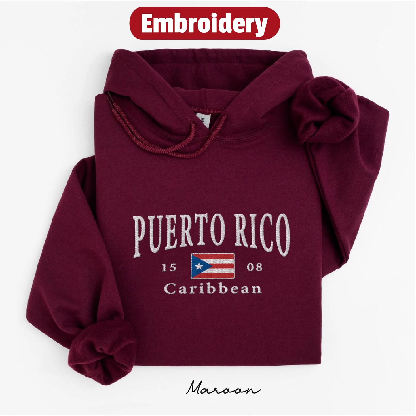 Puerto Rico embroidery hoodie