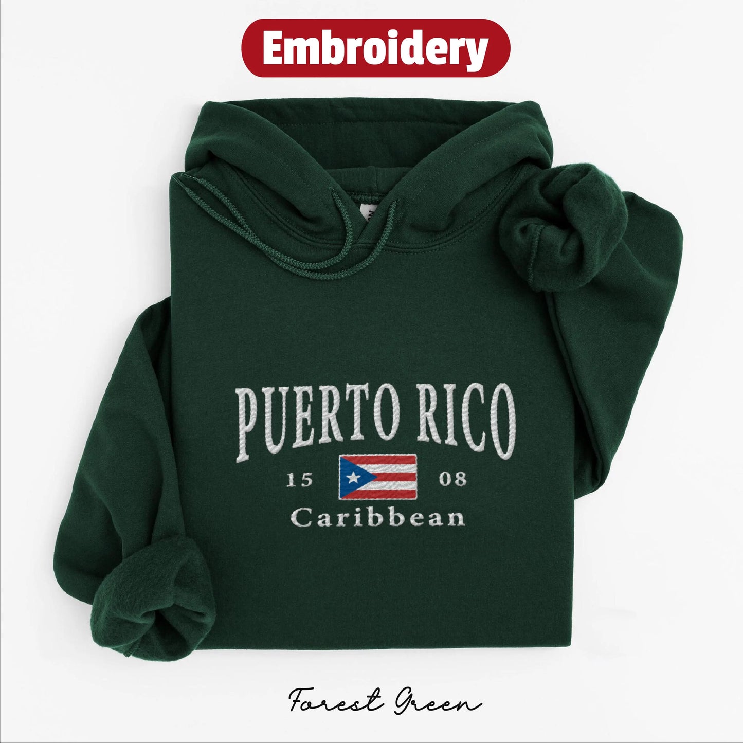 Puerto Rico embroidery hoodie