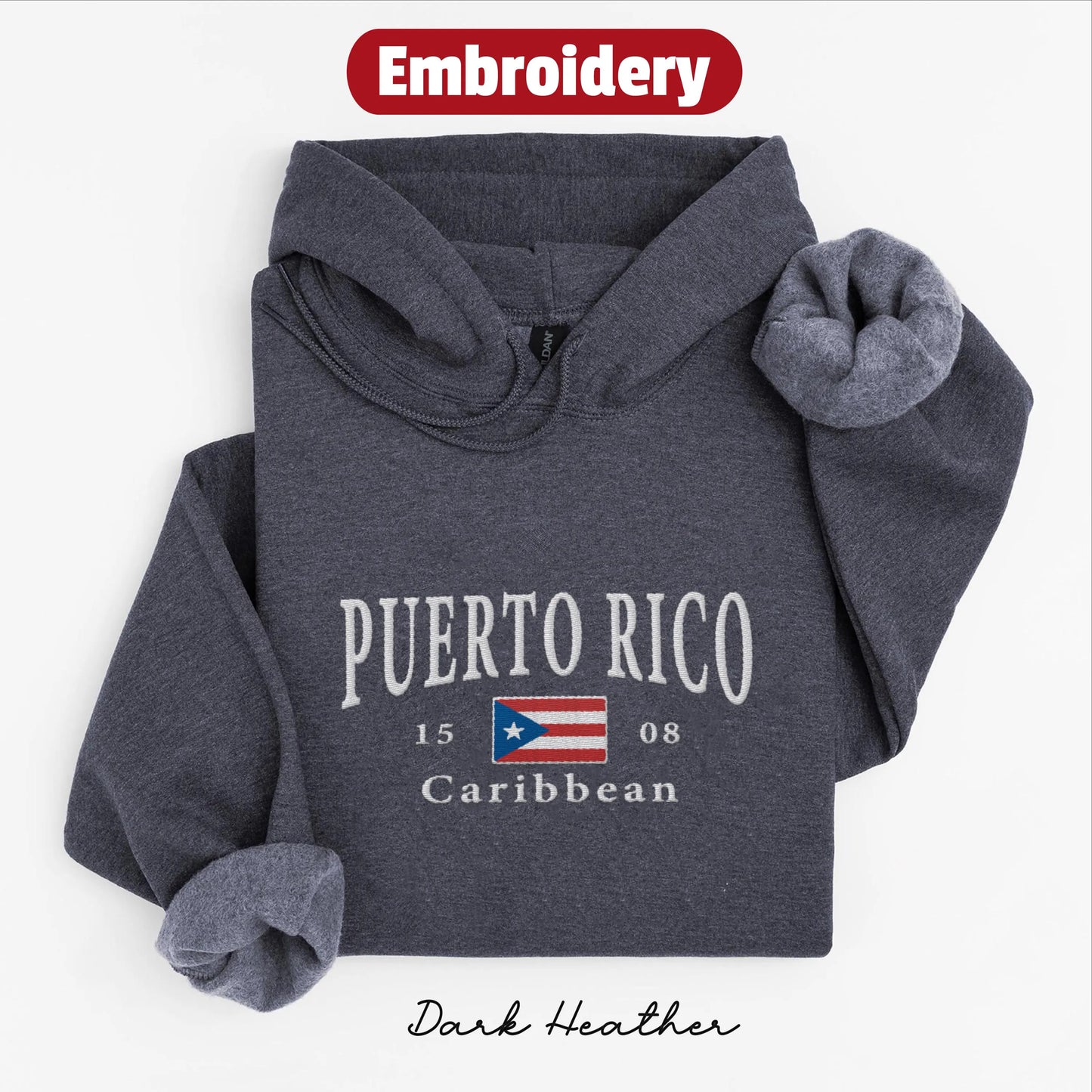 Puerto Rico embroidery hoodie
