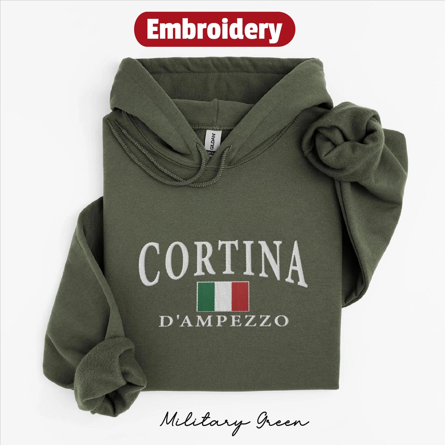 Cortina d Ampezzo embroidery hoodie