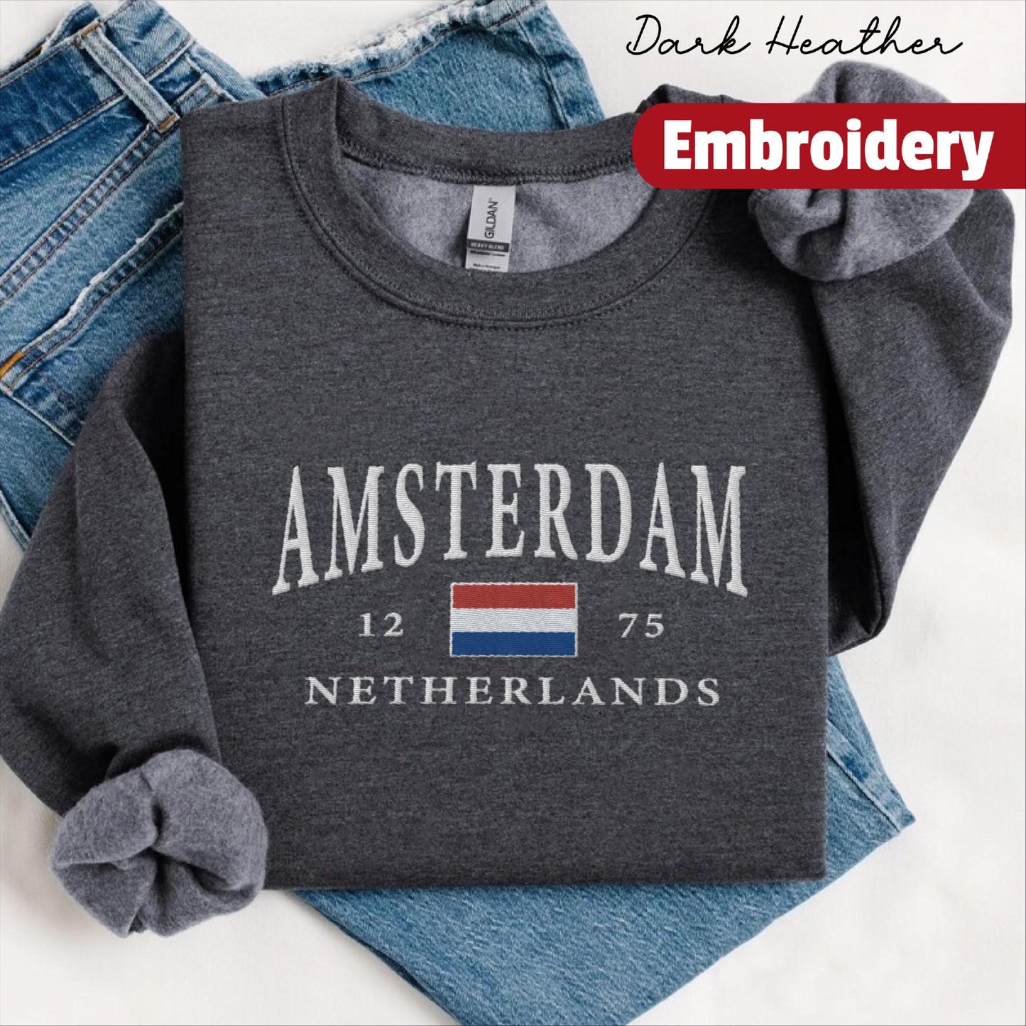 Amsterdam embroidered sweatshirt crewneck
