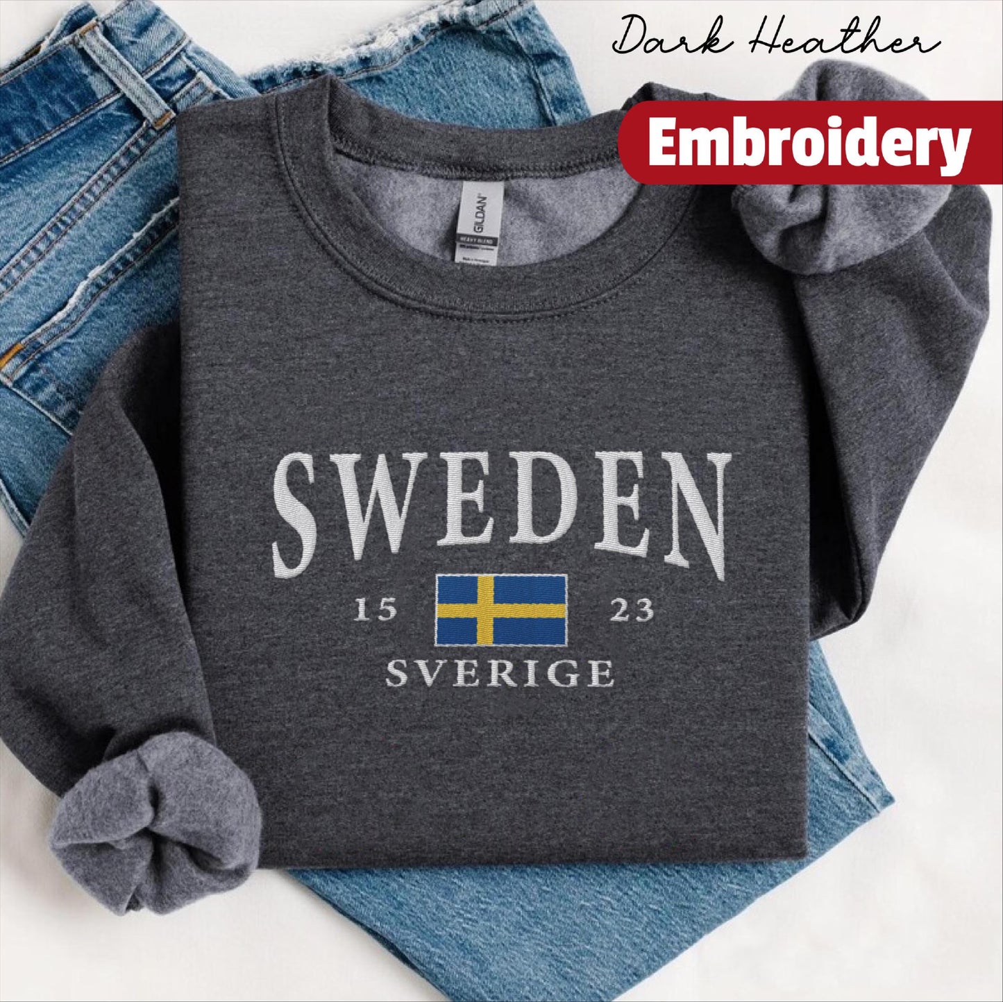 Sweden embroidered sweatshirt crewneck
