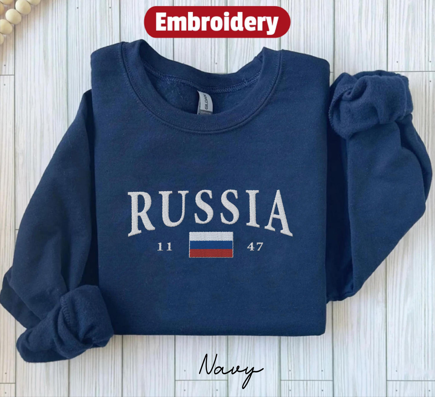 Russia Flag embroidered sweatshirt crewneck
