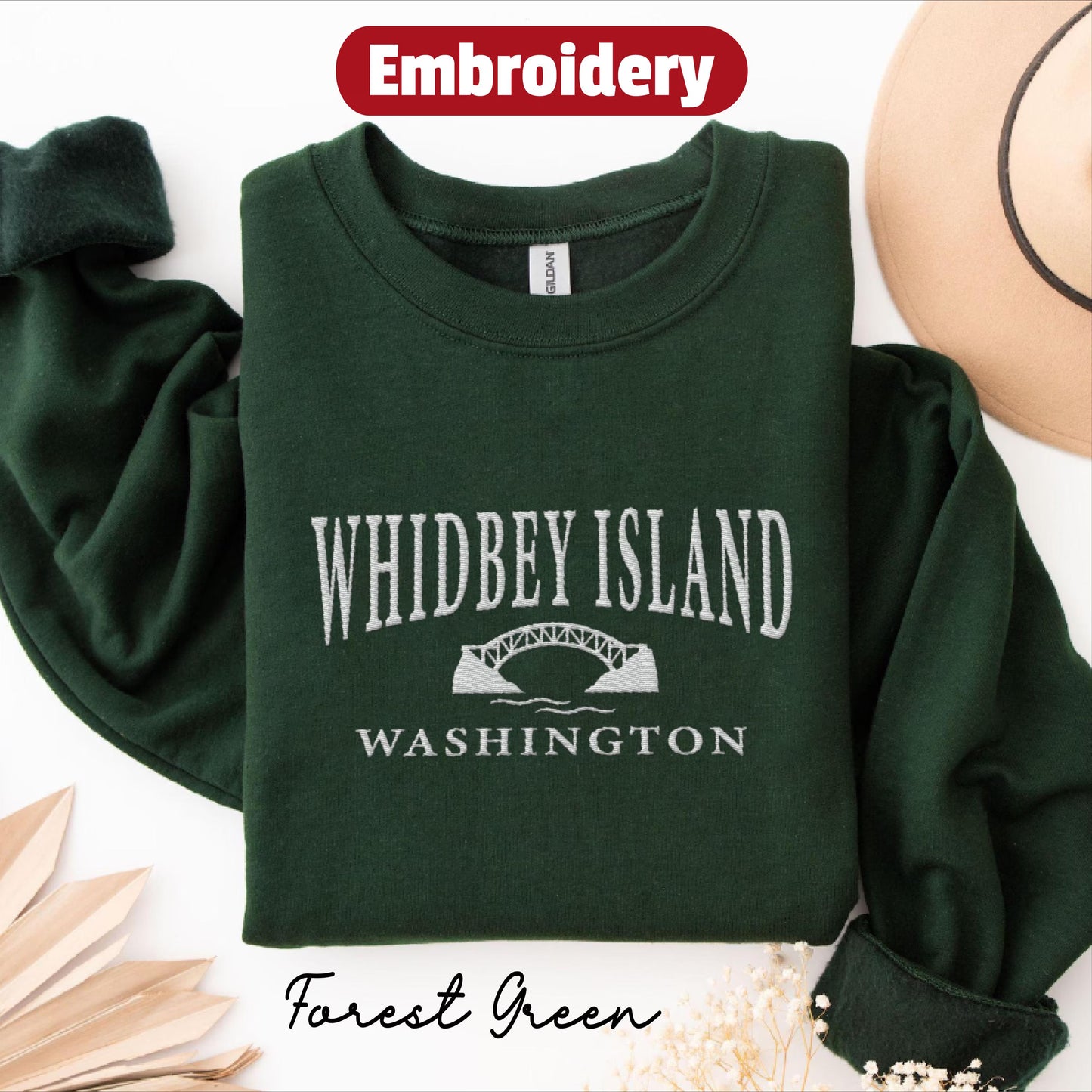 Whidbey Island embroidered sweatshirt crewneck