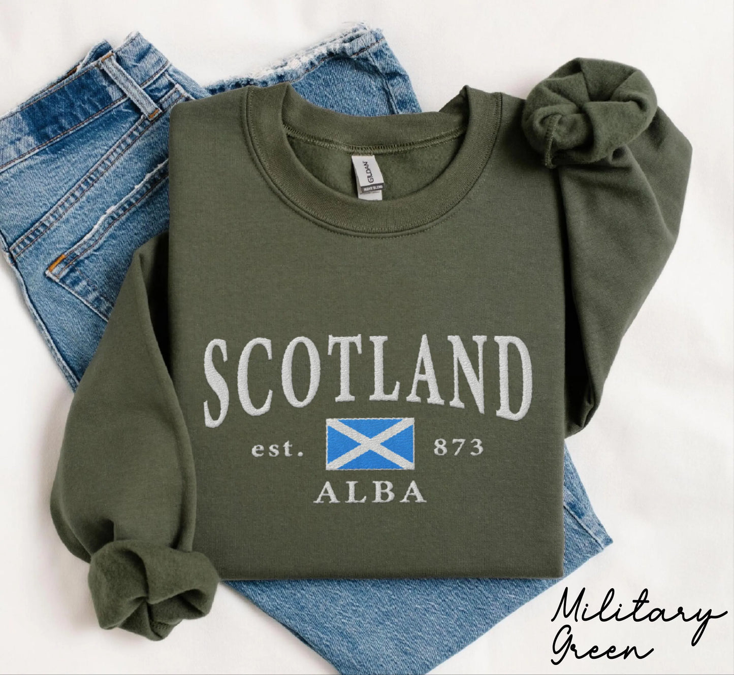 Scotland embroidery sweatshirt crewneck