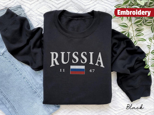 Russia Flag embroidered sweatshirt crewneck