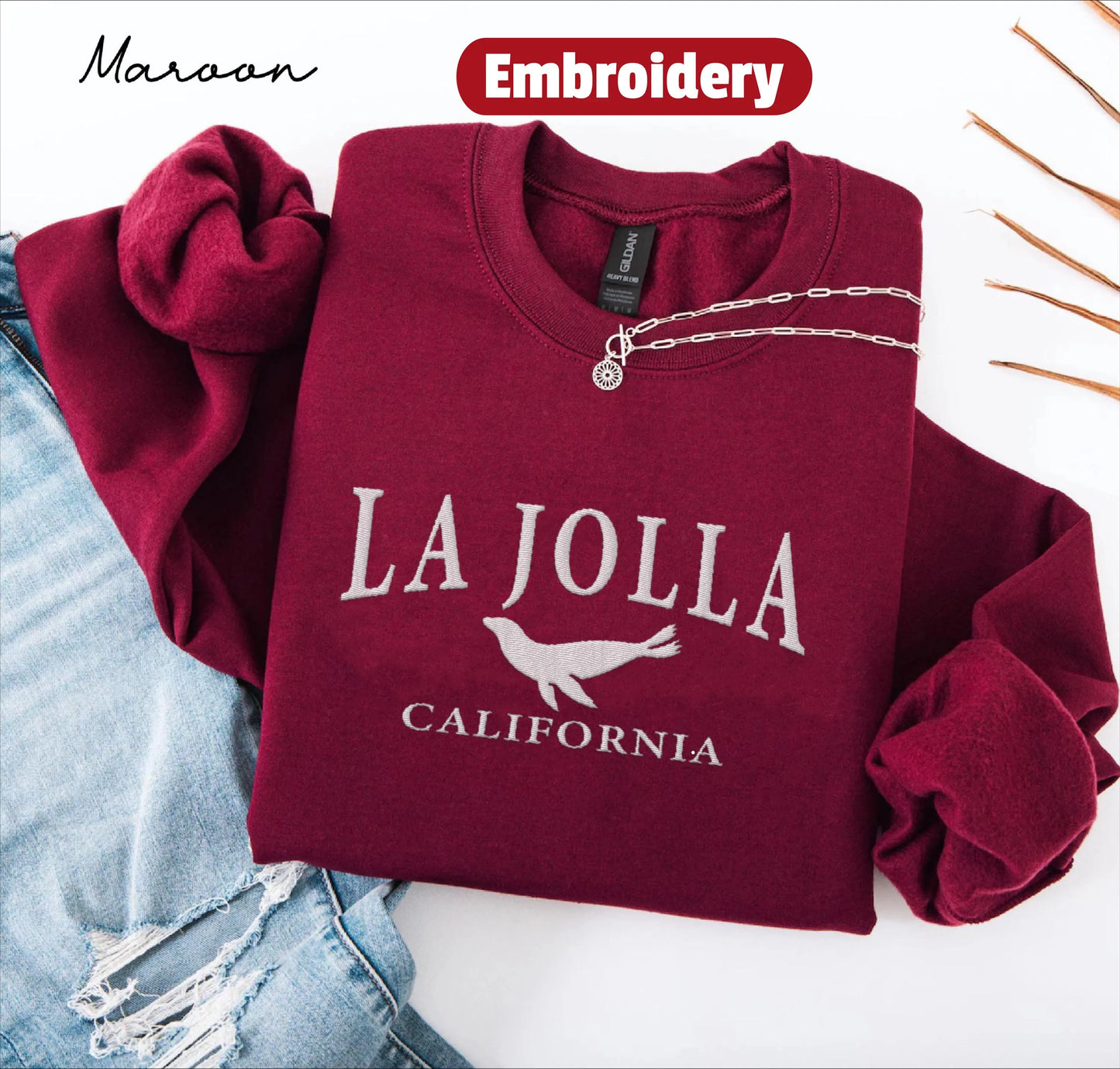 La Jolla embroidered sweatshirt crewneck