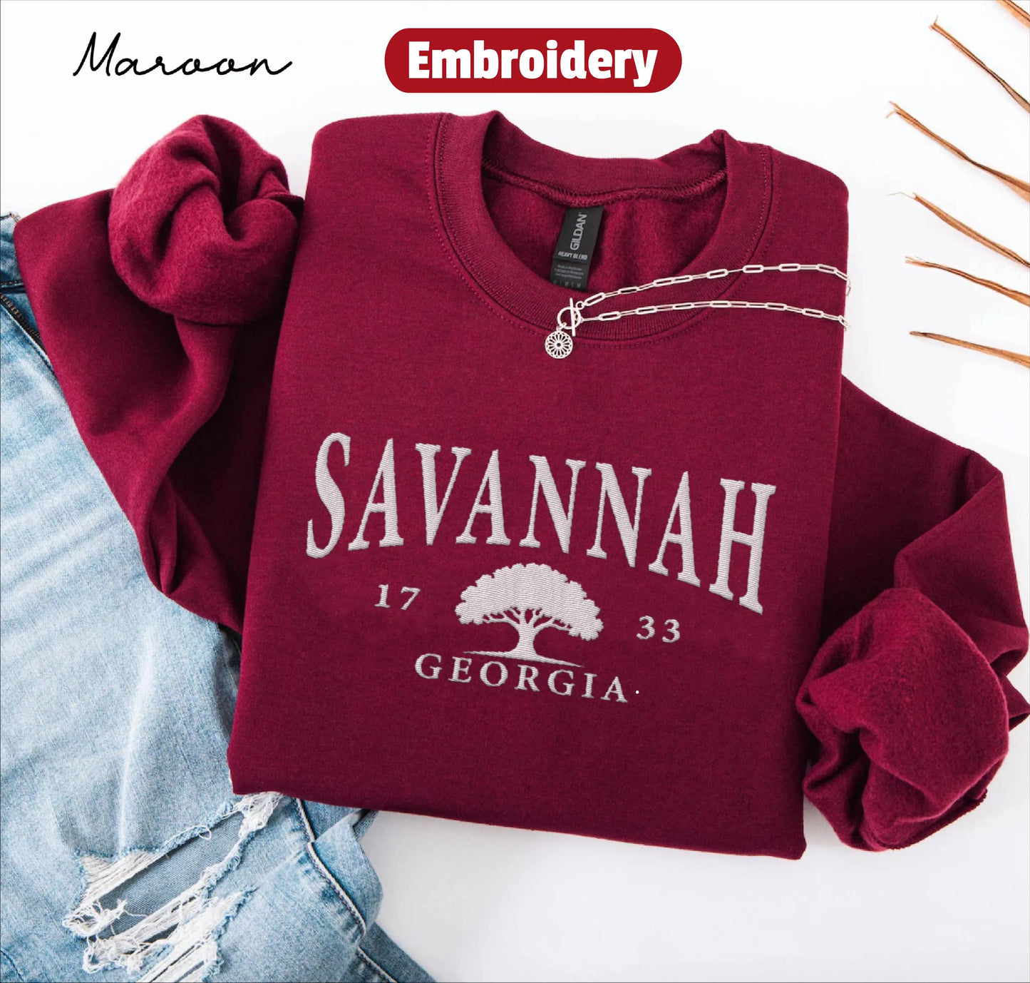 Savannah Georgia  embroidered sweatshirt