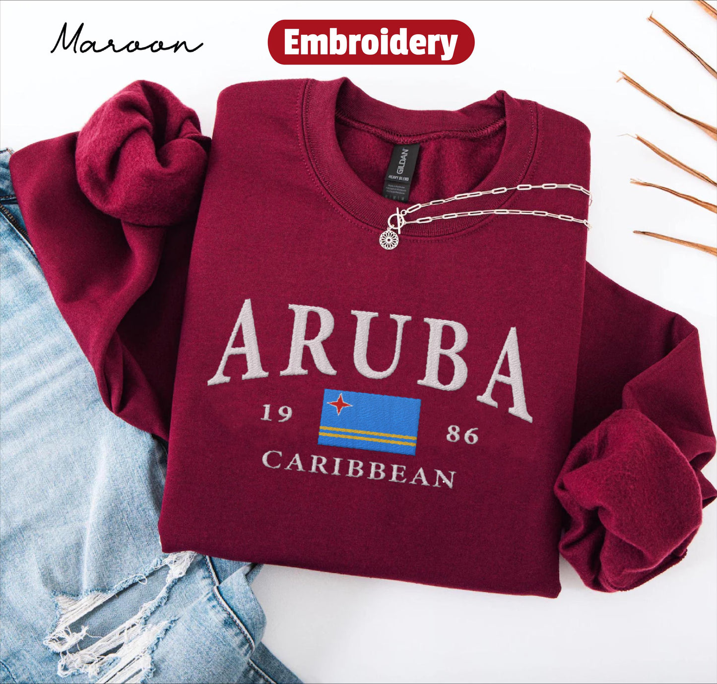Aruba Flag embroidered sweatshirt crewneck