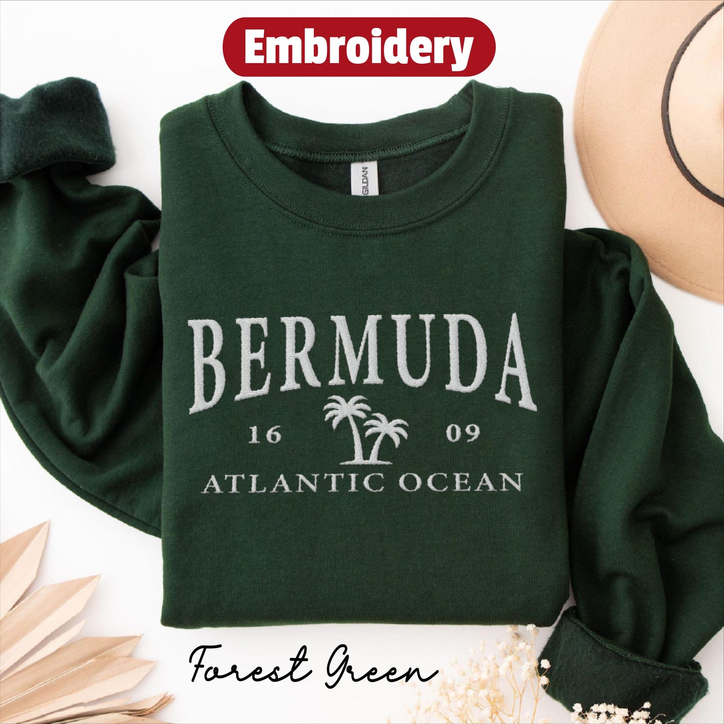 Bermuda embroidered sweatshirt crewneck