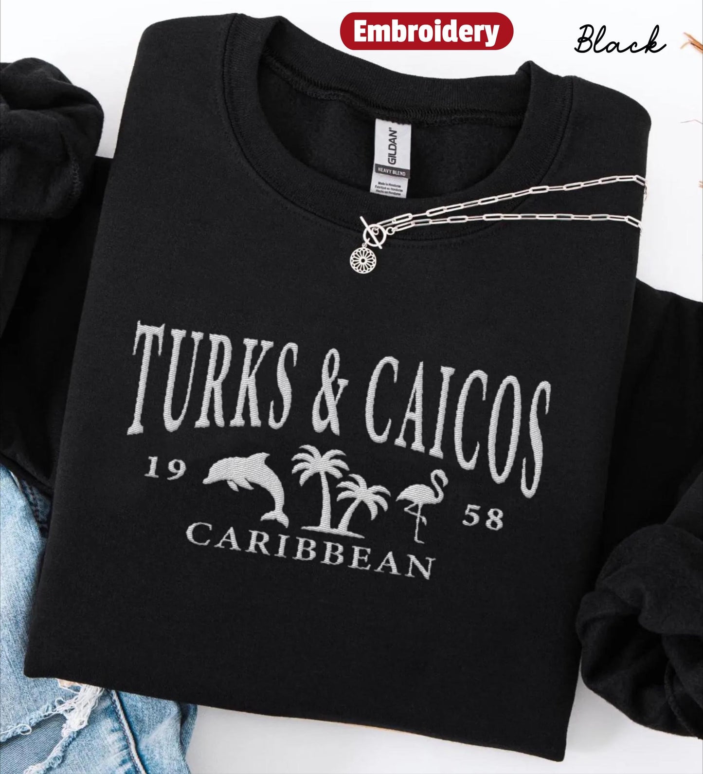Turks and Caicos embroidered sweatshirt crewneck