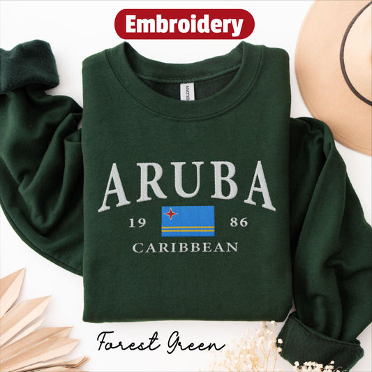 Aruba Flag embroidered sweatshirt crewneck