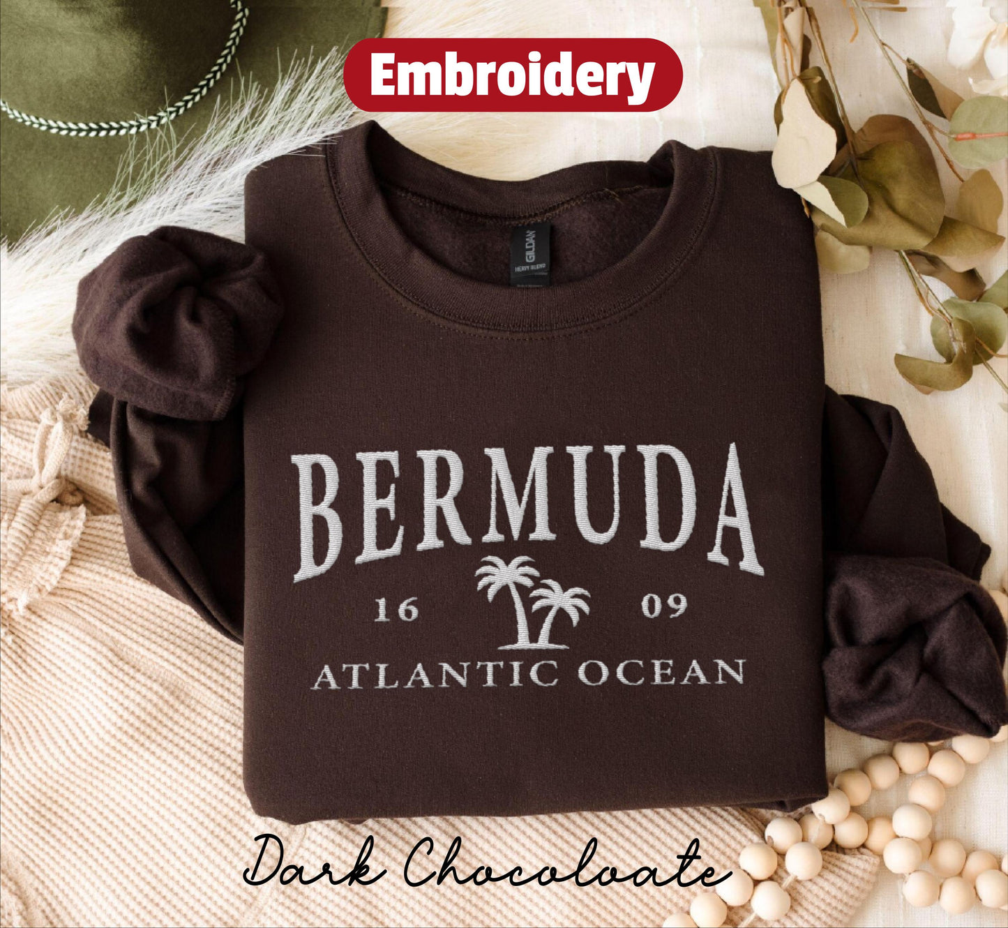 Bermuda embroidered sweatshirt crewneck