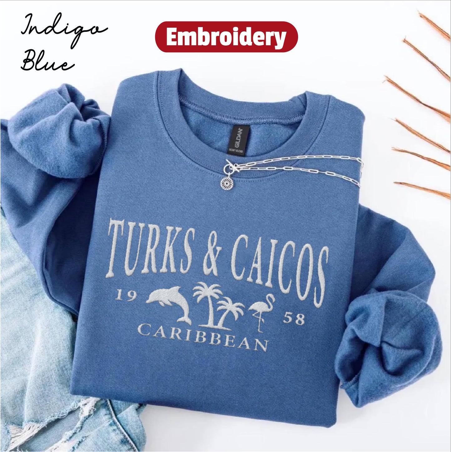 Turks and Caicos embroidered sweatshirt crewneck