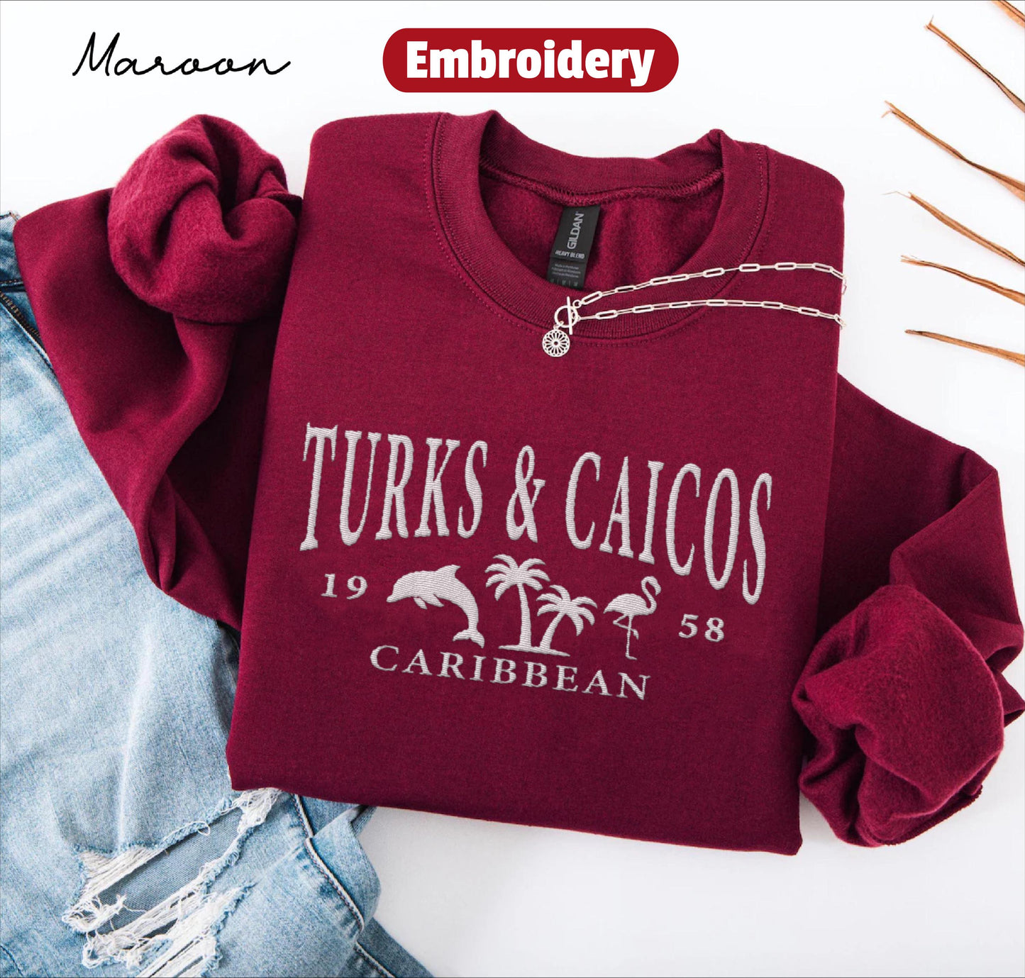 Turks and Caicos embroidered sweatshirt crewneck