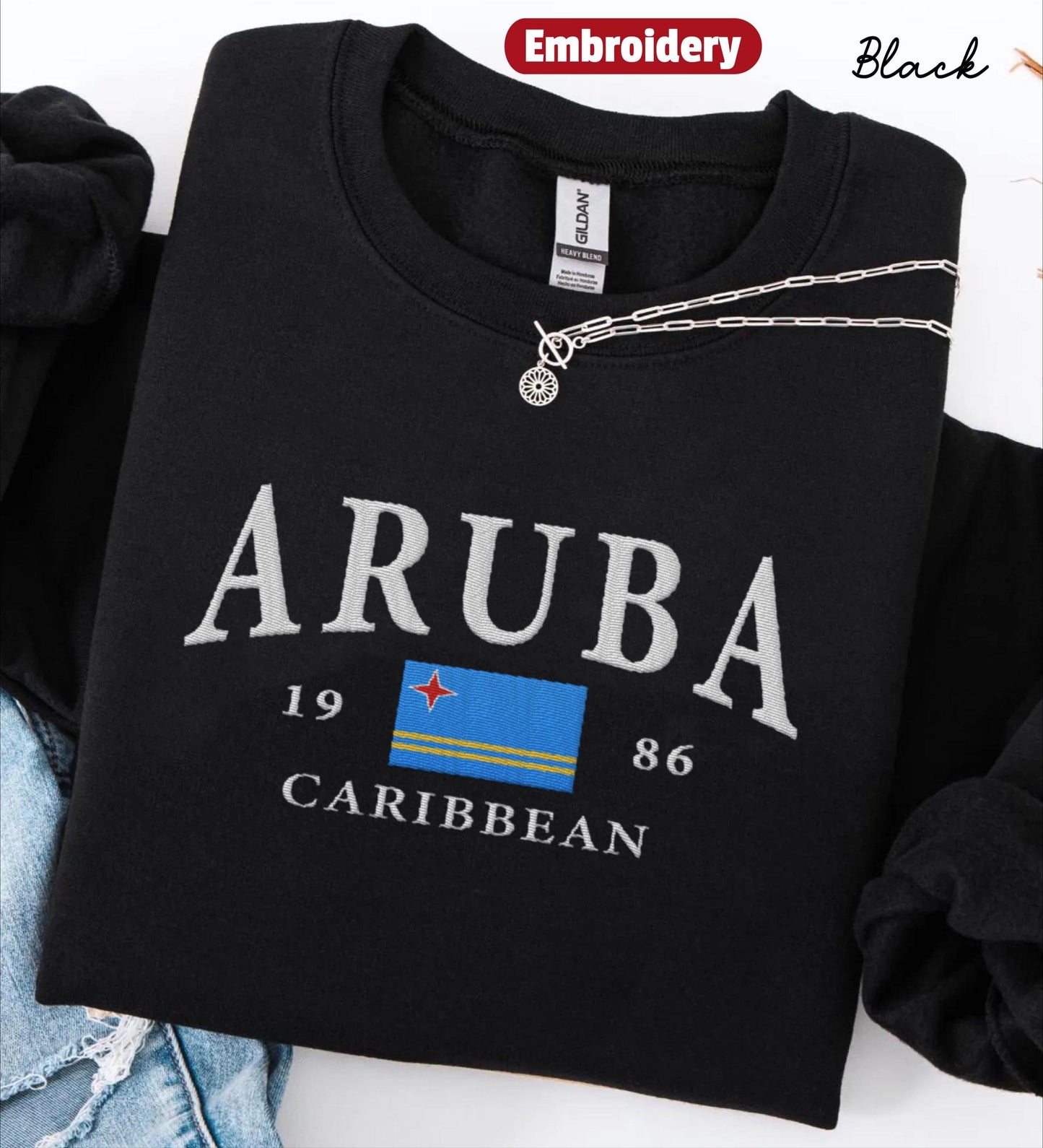 Aruba Flag embroidered sweatshirt crewneck