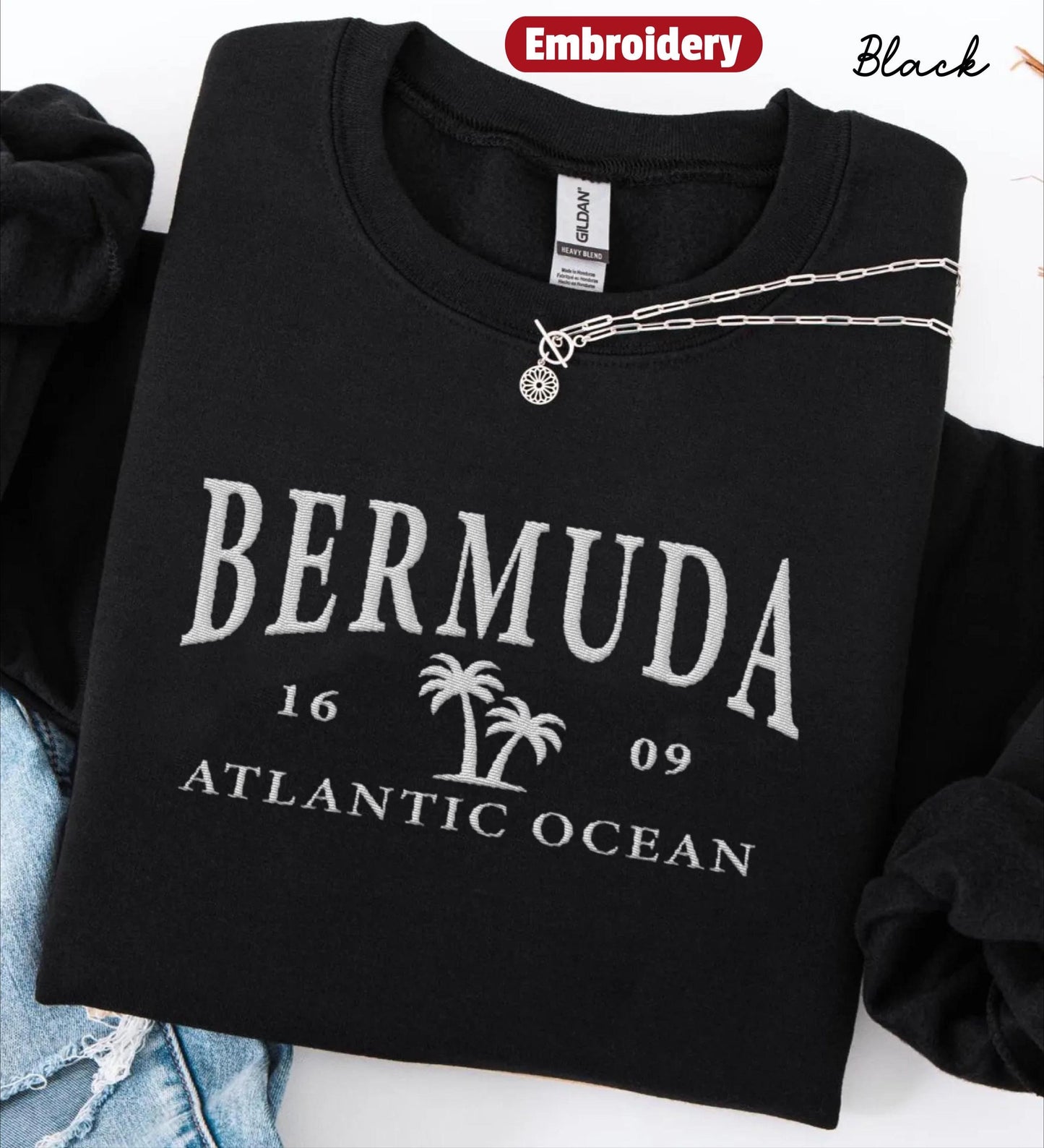 Bermuda embroidered sweatshirt crewneck