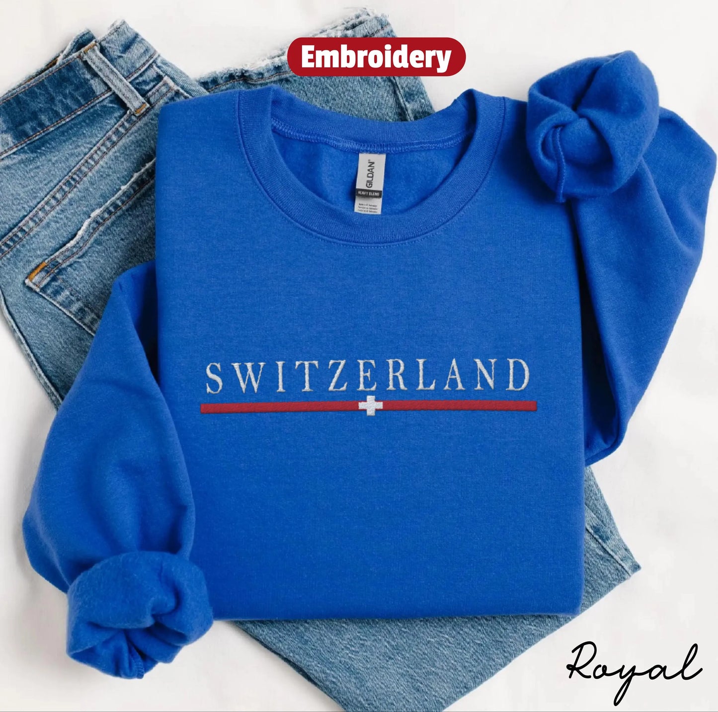 Switzerland embroidered sweatshirt crewneck
